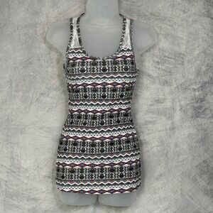y2k 2010s Eye Candy Owl Print Lace Back Tank Top Womens sz L Indie Sleaze